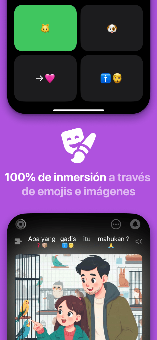 LingoDex achieves 100% language immersion via Emojis and Pictures